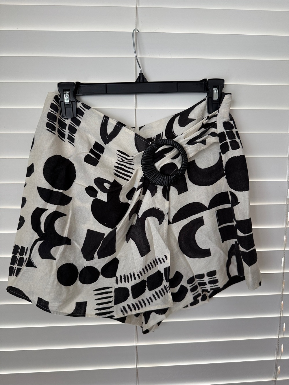 Zara Black and White Patterned Skort with Buckle Detail